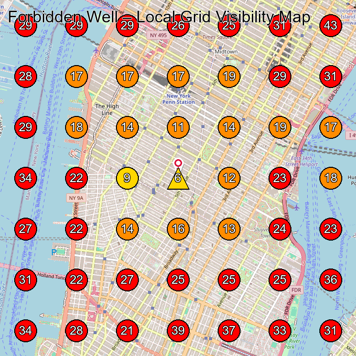 Forbidden Well GeoGrid visibility map for Spa And Health Club in New York